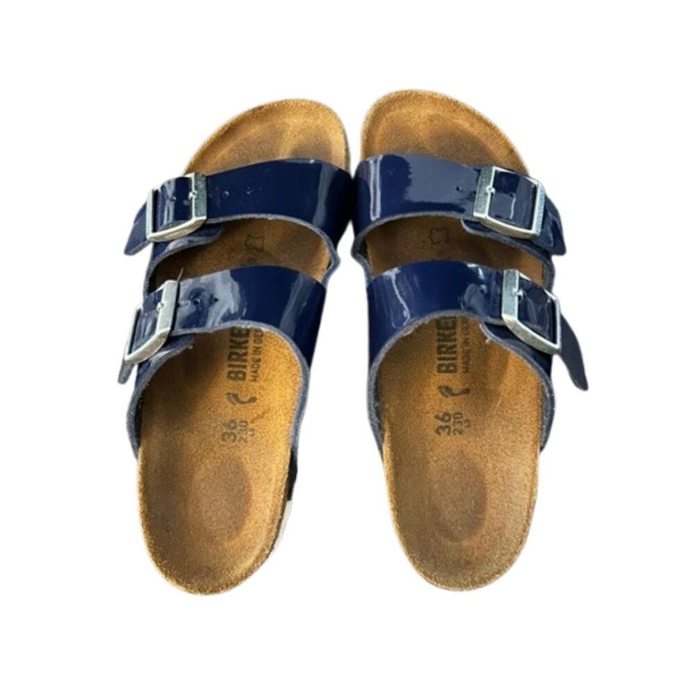 Birkenstock Arizona Navy Patent Sandals 36